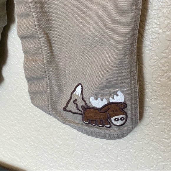 Oshkosh B’Gosh tan overalls moose and mountains 9 months - Picture 2 of 5